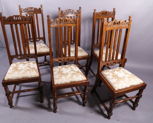 Set of 6 Edwardian Oak Dining Chairs