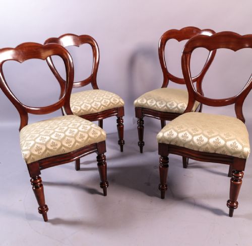 A Set of 4 Victorian Mahogany Balloon Back Dining Chairs