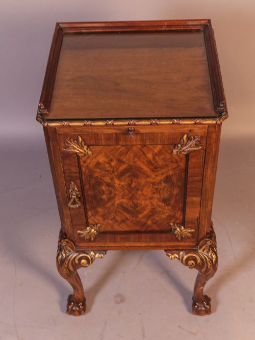 Walnut Bedside Chest with Parcel Gilt Highlights