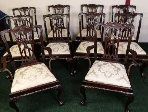 Superb Set of Ten Chippendale Style Dining Chairs