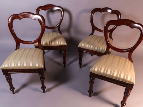 A Set of 4 Victorian Mahogany Balloon Back Dining Chairs