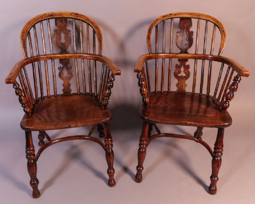 Matching Pair of Ash and Elm Windsor Chairs
