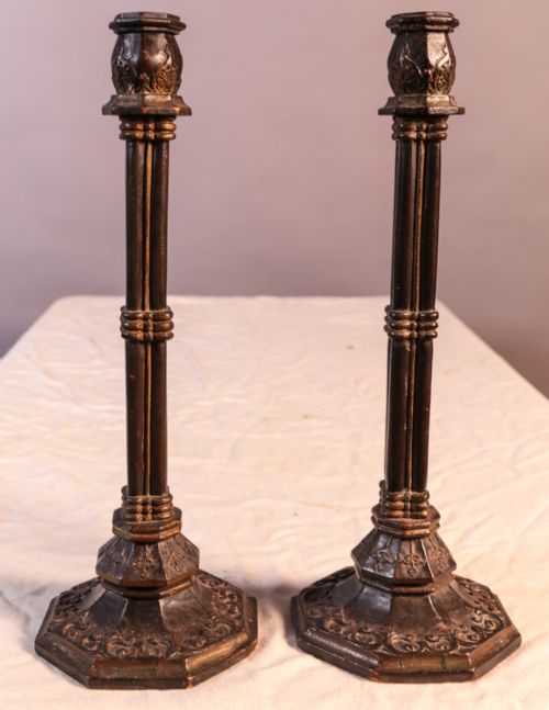 Good Pair of Gothic Candlesticks
