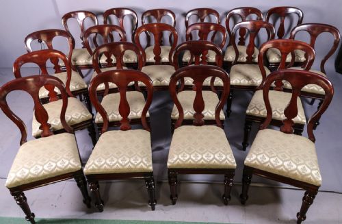 Rare Set of 20 Victorian Balloon Back Dining Chairs