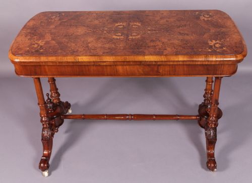 Victorian Inlaid Burr Walnut Games Table