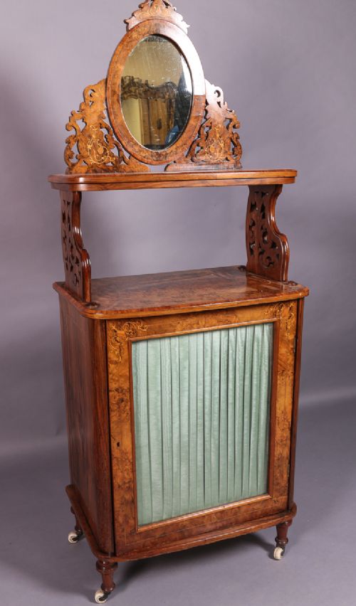Victorian Burr Walnut Music Cabinet