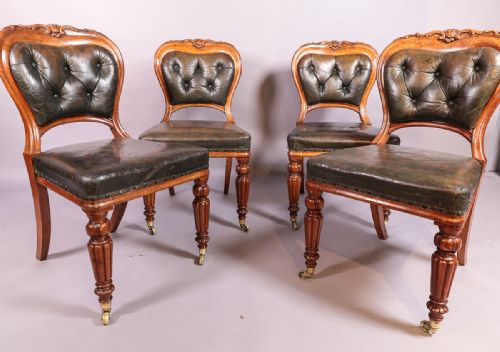 A Set of 4 Early Victorian Oak Dining Chairs