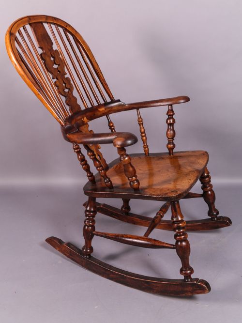 A Yew Wood Broad Arm Rocking Chair Worksop Maker