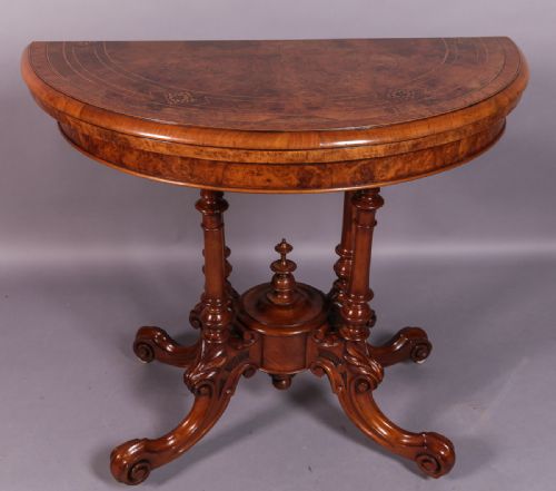 Victorian Burr Walnut Games Table