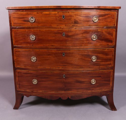 Georgian Bow Chest of Drawers with Inlay