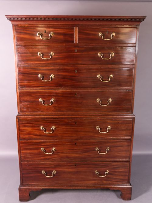 Georgian Mahogany Chest on Chest Original Brass