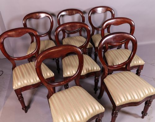 Set of 8 Victorian Mahogany Balloon Back Chairs