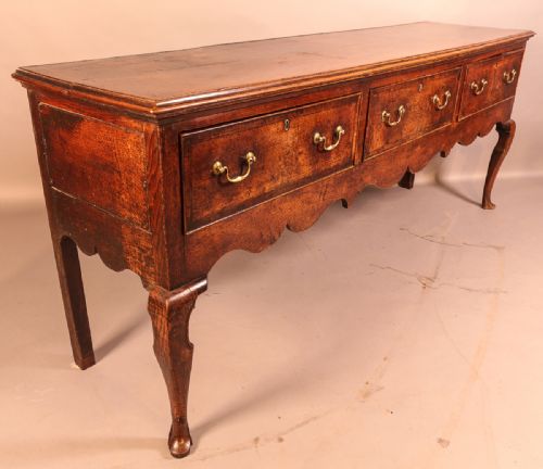 George II Period Dresser in Oak Cabriole Legs