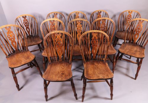 A Rare Set of 12 Kitchen Dining Chairs Ash and Elm