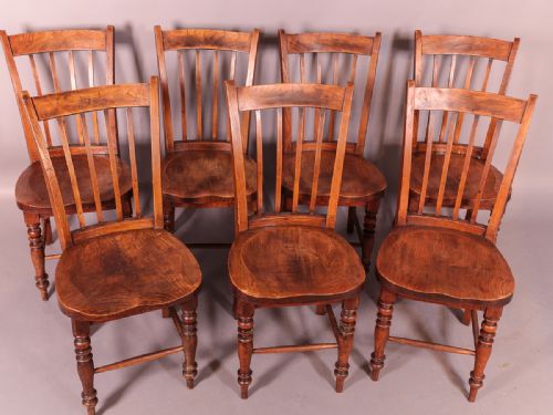 Good Set of 7 Victorian Kitchen Chairs