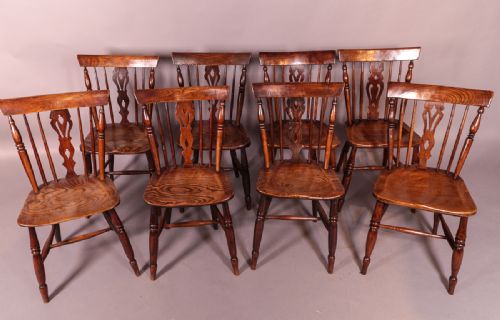 Near Matching Set of 8 Kitchen Chairs