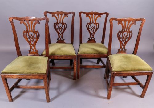 A Set of 4 Georgian Elm Dining Chairs C 1760