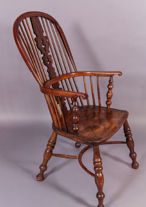 A Fine 19th Century Yew Wood High Back Windsor Chair Worksop Maker Allsop