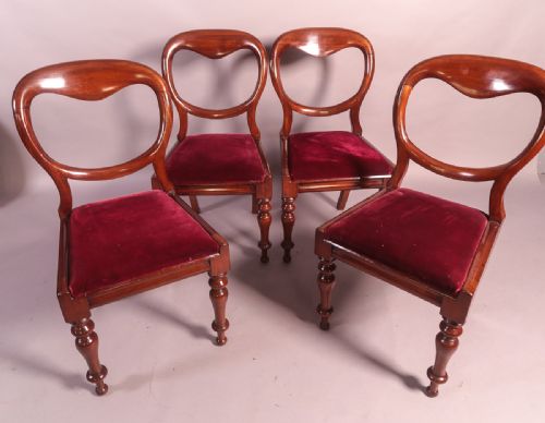 Set of 4 Victorian Mahogany Balloon Back Dining Chairs