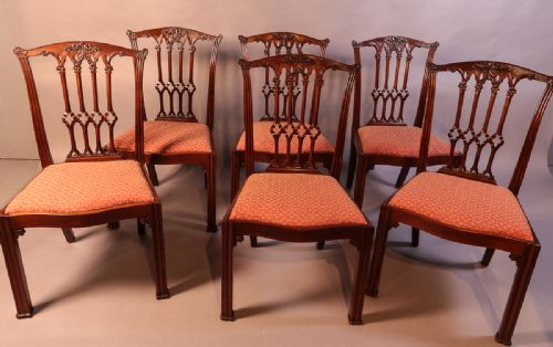 A Set of 6 Victorian Dining Chairs Chippendale Style