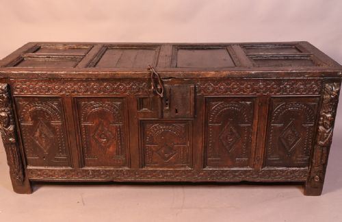 17th Century Carved Oak Coffer