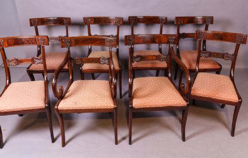 A Good Set of 8 Regency Bar Back Dining Chairs