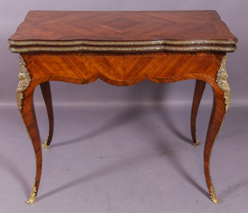 Quality French Kingwood Card Table C 1890