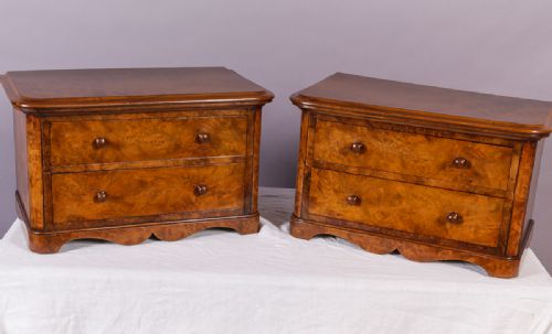 A Small Pair of Burr Walnut Chest of Drawers