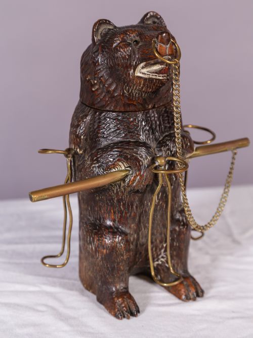 A Rare Black Forest Bear Pipe Stand