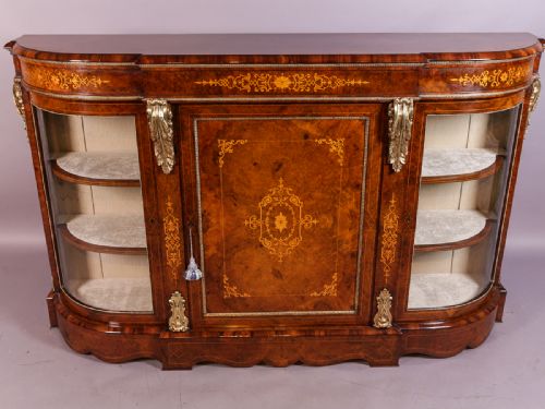 Superb Victorian Walnut Bow End Credenza