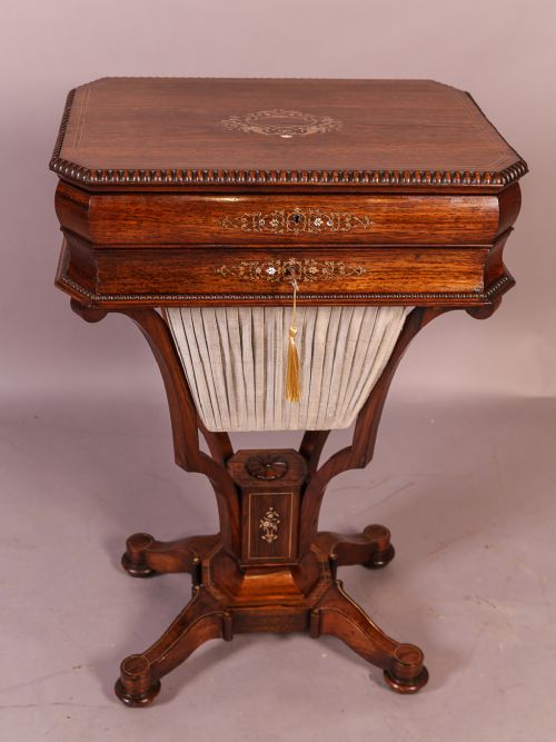 Early Victorian Ladies Sewing Table Rosewood