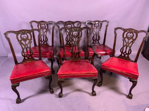 A Good Set of 6 Victorian Dining Chairs Chippendale Style