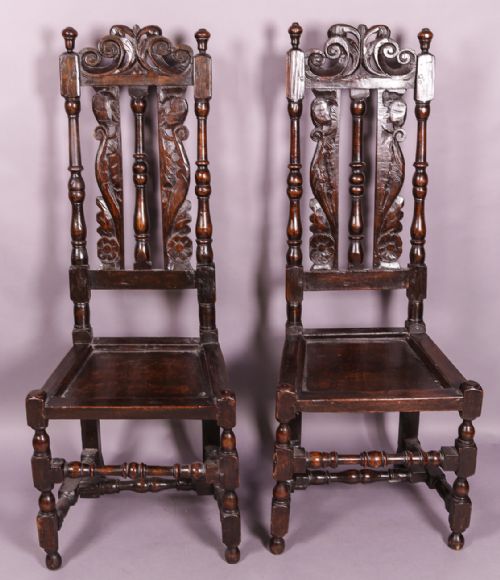 A Good Pair of 17th Century Back Stool Chairs