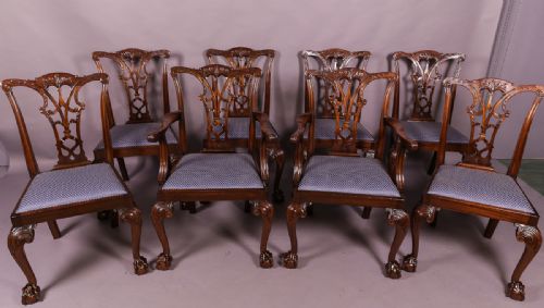 Set of 8 Chippendale Style Dining Chairs Mahogany C 1920