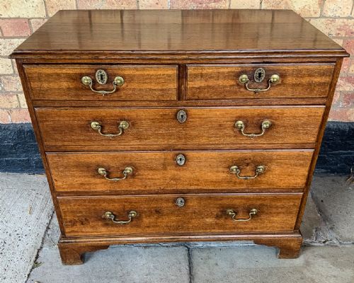 Georgian Oak Chest of  Drawers Only 34 Inches Wide