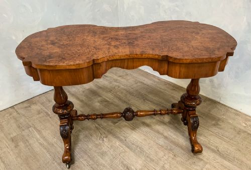 Burr Walnut Shaped Top Library Table