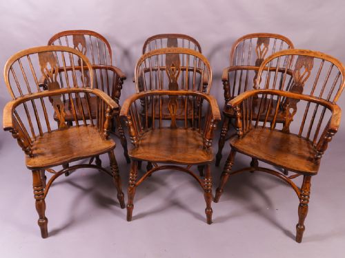 A Matching Set of 6 Low Windsor Chairs Ash and Elm
