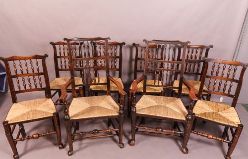 A Harlequin Set of 8 Spindle Back Country Chairs