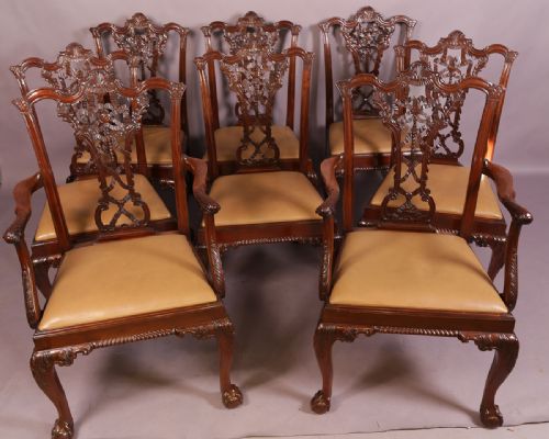 Superb Set of 8 Chippendale Dining Chairs Victorian