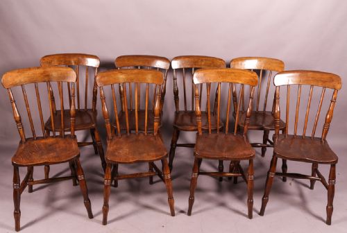 A Set of 6 19th Century Ash and Elm Kitchen Chairs