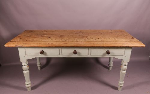 A Victorian Pine Kitchen Dining Table