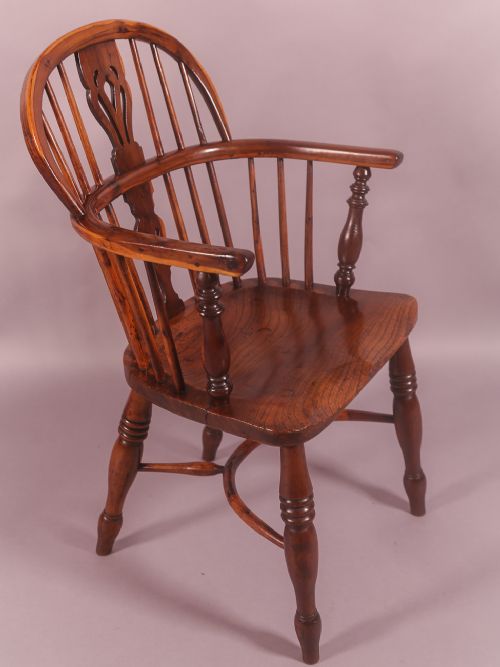 A Yew Wood Low Windsor Chair Rockley Maker