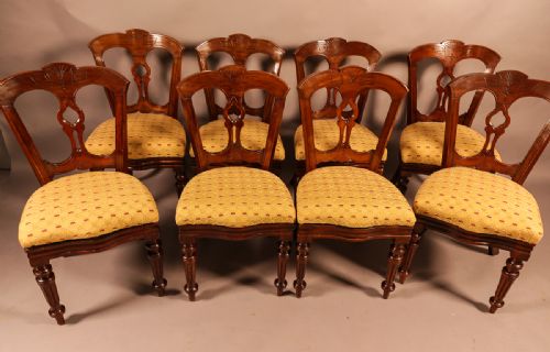 A Set of 8 Victorian Mahogany Dining Chairs
