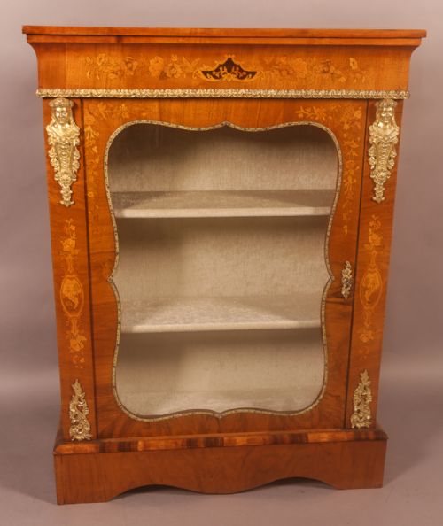 A Victorian Burr Walnut Pier Cabinet