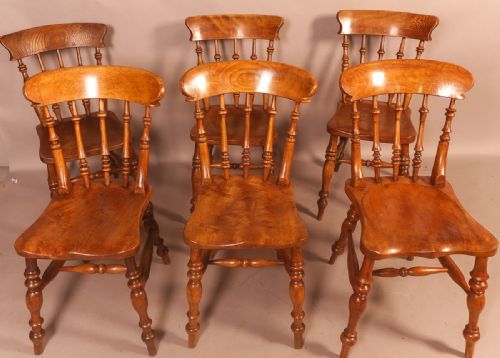 A Harlequin Set of 6 Ash and Elm Kitchen Chairs