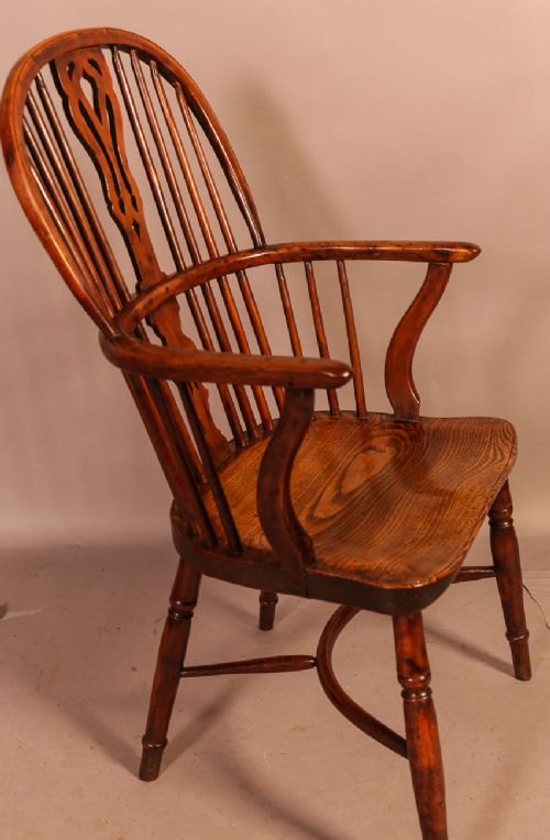 A Rare Yew Wood Windsor Chair by William Wheatland Retford