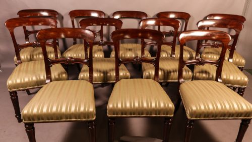 Rare Set of 12 Victorian Mahogany Dining Chairs
