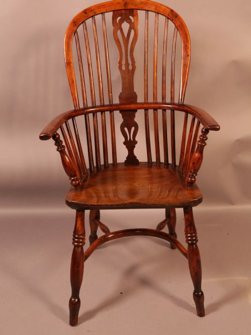 A Good Yew Wood High Back Windsor Chair Rockley Maker