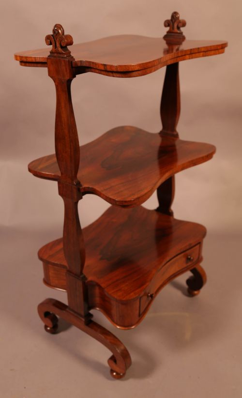 A Victorian Rosewood 3 Tier Stand with Drawer