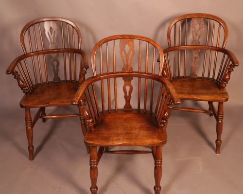 Matching Set of 3 Low Back Windsor Chairs